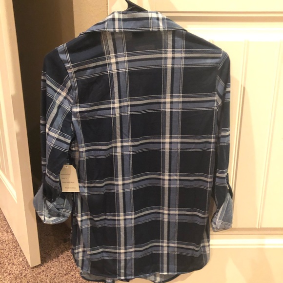New With Tags Navy Flannel shirt Small - Picture 4 of 4